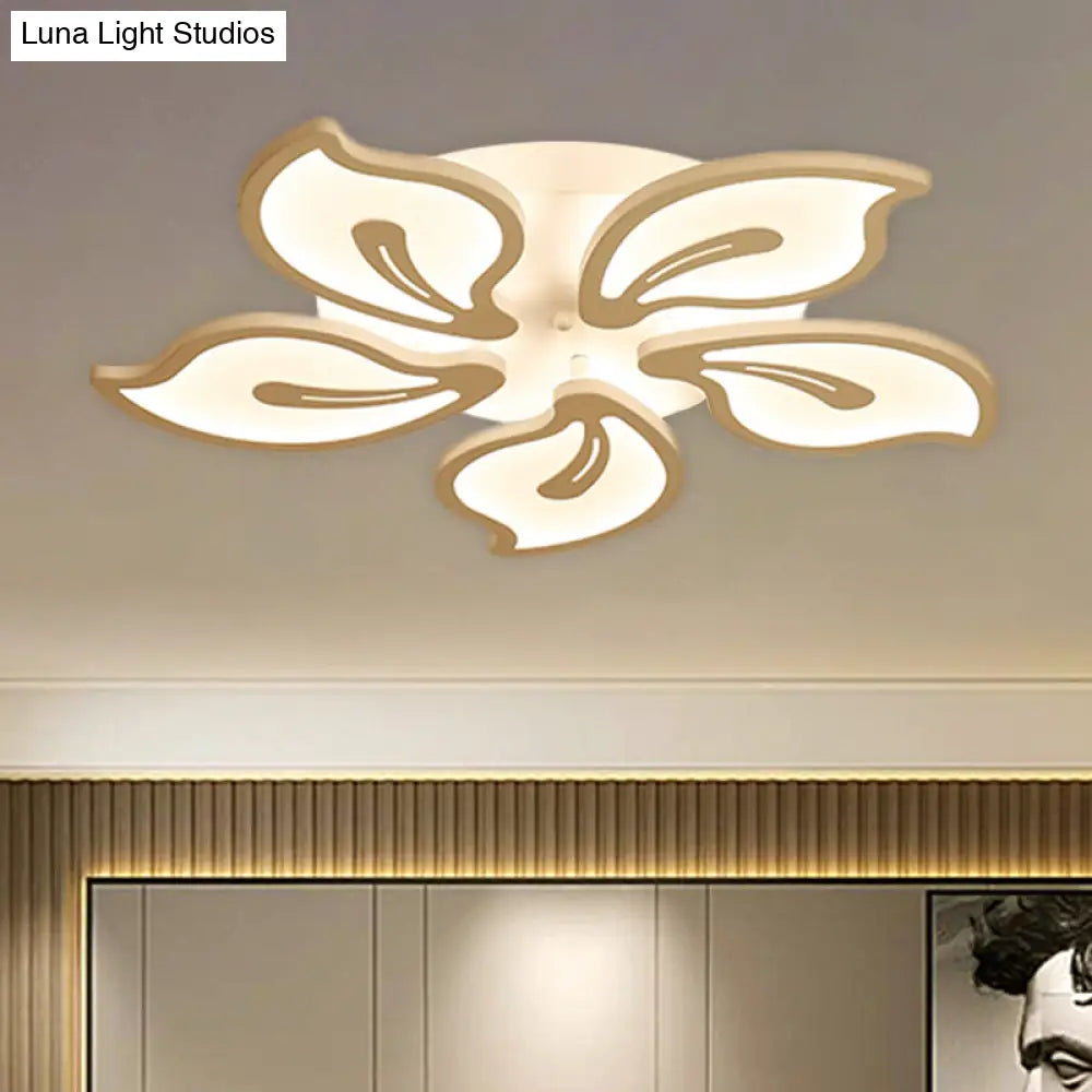 Modern Bauhinia Leaf Flush Light: Acrylic Led Ceiling Lamp For Living Room. Available In 3/5/9 -