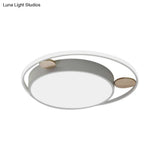Modern Bear Head Led Flushmount Ceiling Light With Wood Accent - 18’/21.5’ Wide Cartoon Acrylic