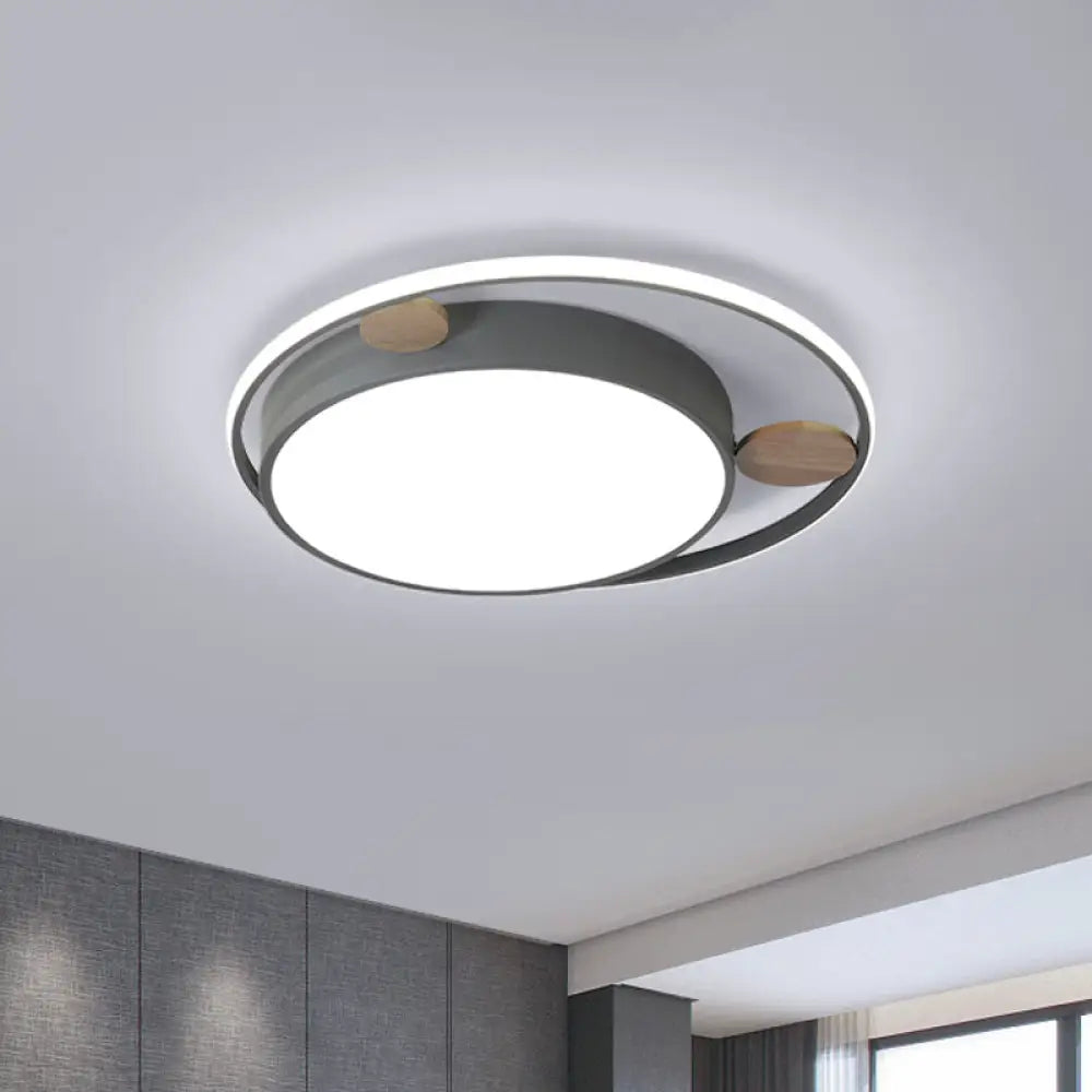 Modern Bear Head Led Flushmount Ceiling Light With Wood Accent - 18’/21.5’ Wide Cartoon Acrylic