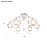 Modern Bedroom Ceiling Light Fixture - 6 - Light Semi Flush Mount With Globe Glass Shade And White