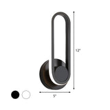 Modern Bedside Led Sconce Lamp - Simple Black/White Wall Light With Aluminum Frame Oval Design