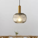 Modern Bedside Pendant Light With Smoky Gray Glass Shade And Brass Base Smoke