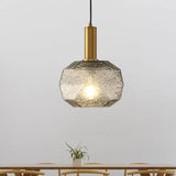 Modern Bedside Pendant Light With Smoky Gray Glass Shade And Brass Base Smoke