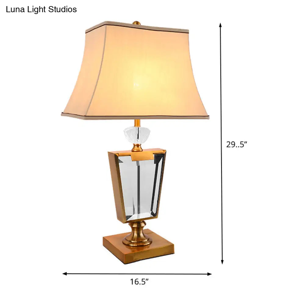 Modern Beige Bedside Lamp With Bell Shade - Perfect For Nightstands!