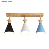 Modern Beige Ceiling Mount Light Fixture For Living Room With Metal Cone Shade