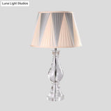 Modern Beige Crystal Vase Task Lamp With Hand-Cut Fabric Shade - 1 Bulb Reading Light