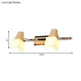 Modern Beige Cube Vanity Light Fixture With 2-Light Milk White Glass Shade Wall Mount Lamp