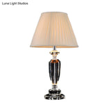 Modern Beige Desk Lamp With Wide Flare Shade Ideal Living Room Task Lighting