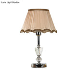 Modern Beige Fabric Cone Shade Reading Lamp With Braided Trim - Task Lighting 1 Bulb