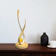 Modern Beige Finish Twisted Desk Lamp With Led Acrylic Nightstand Lighting Wooden Base