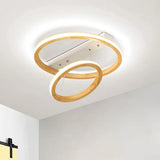 Modern Beige Led Wood Flush Mount Ceiling Light - 17’/21’/25’ Wide Fixture / 17’