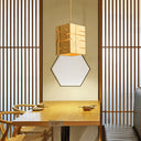 Modern Beige Pendant Lamp With Wood Shade - Ideal For Restaurants