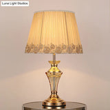Modern Beige Table Lamp With Tapered Drum Shade - Contemporary Design