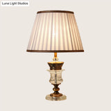 Modern Beige Table Lamp With Wide Flare Fabric Shade For Dining Rooms