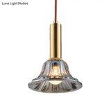 Modern Bell Pendant Light Fixture With Clear/Smoke Gray/Cognac Crystal Gold Finish