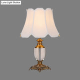 Modern Bell Shade Desk Lamp With Fabric White Color - Perfect For Dining Room