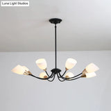 Modern Beveled Glass Chandelier - White & Black Hanging Ceiling Light With Starburst Design | 3/6/8
