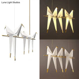Modern Bird-Shaped Island Pendant Light: 3/4/5 Golden Hanging Lights For Bedroom