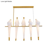 Modern Bird-Shaped Island Pendant Light: 3/4/5 Golden Hanging Lights For Bedroom