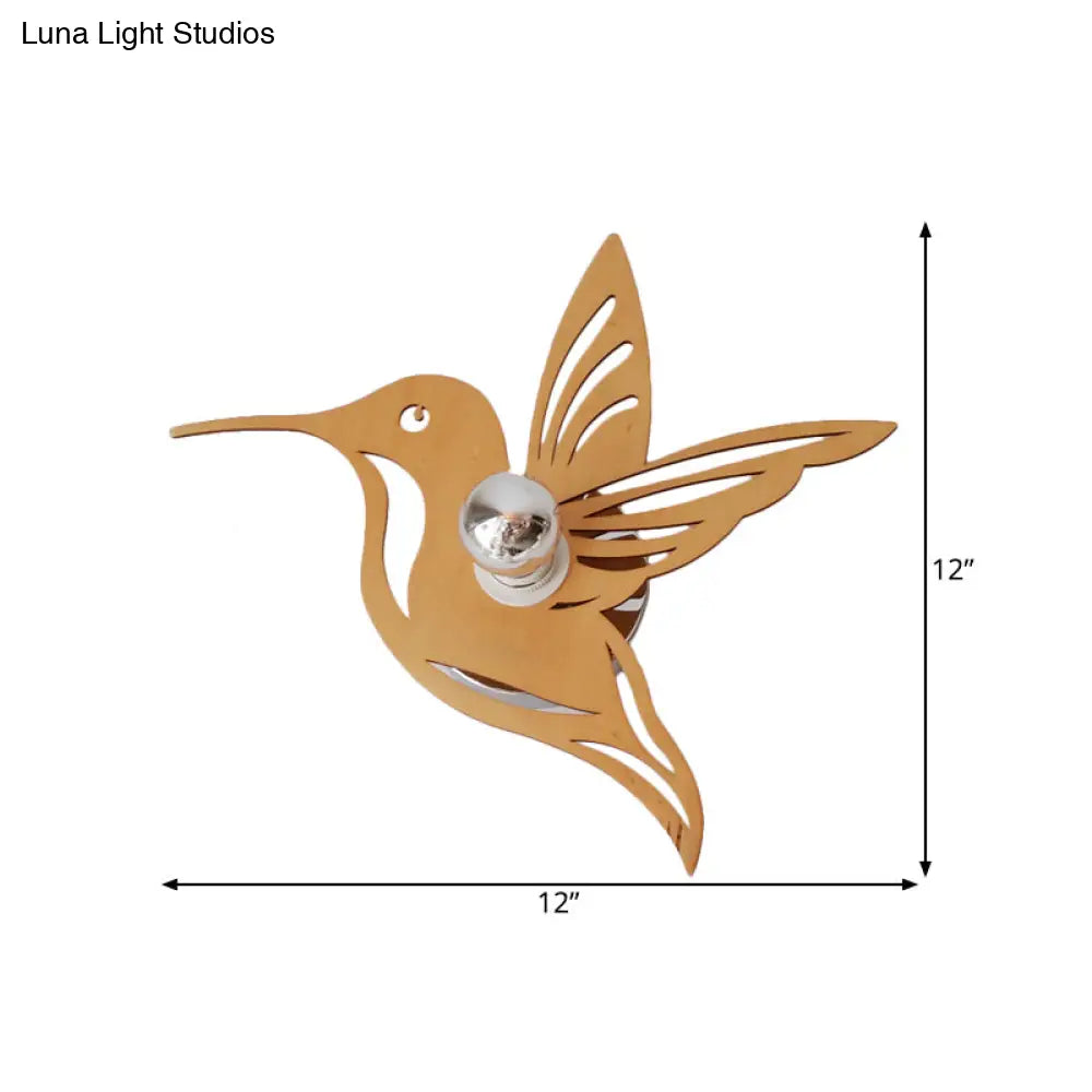 Modern Bird-Shaped Wood Sconce With Beige Wall Mount - Bedside Lamp