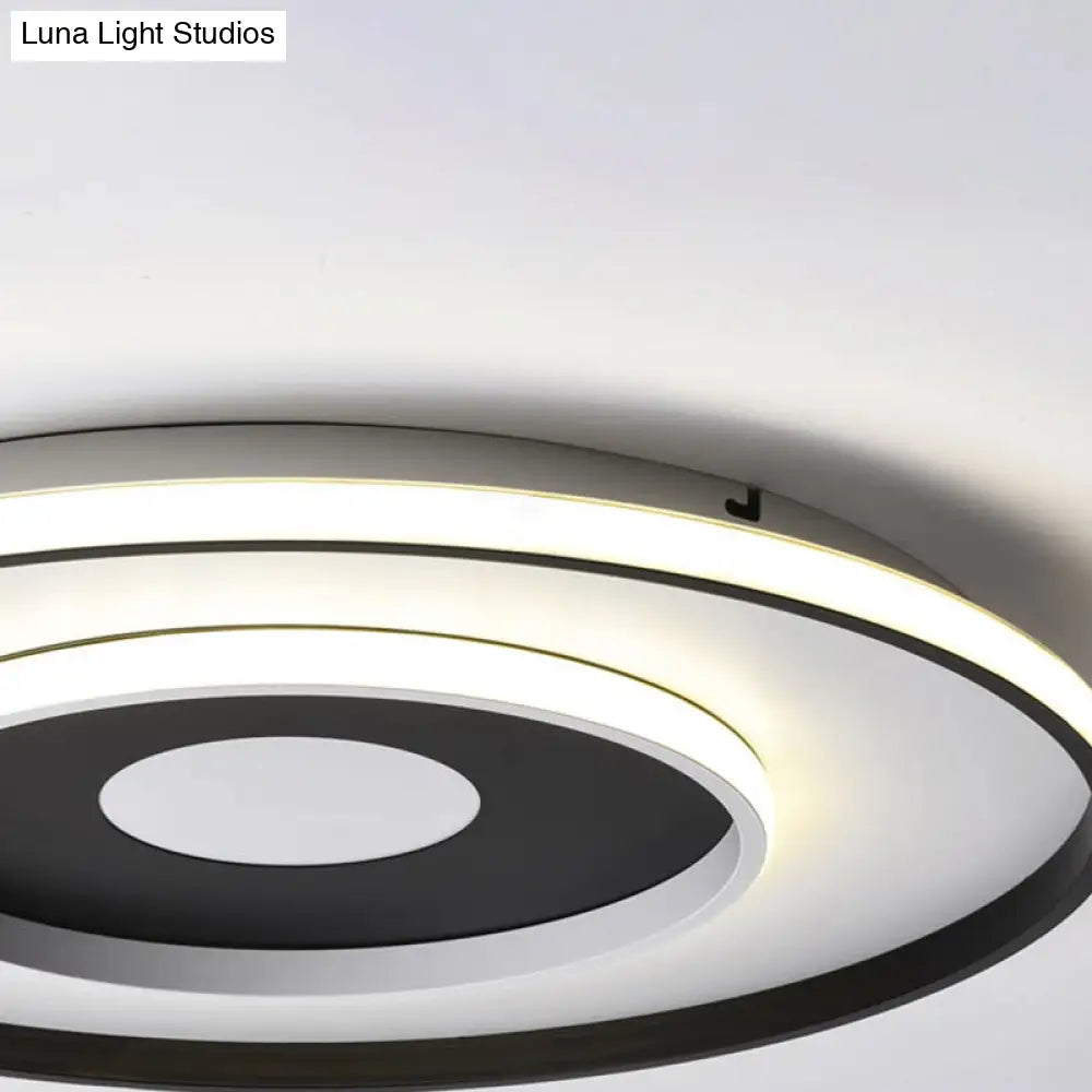 Modern Black Acrylic Circle Ceiling Light Fixture - 18’/23.5’ Wide Flush Mount With