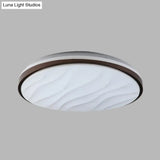 Modern Black Acrylic Led Ceiling Flush - Round & Wave Design 16’/19.5’ Dia Warm/White Light