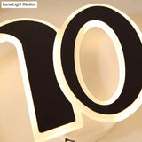 Modern Black Acrylic Led Ceiling Lamp - Number Shaped Flush Light For Kindergarten