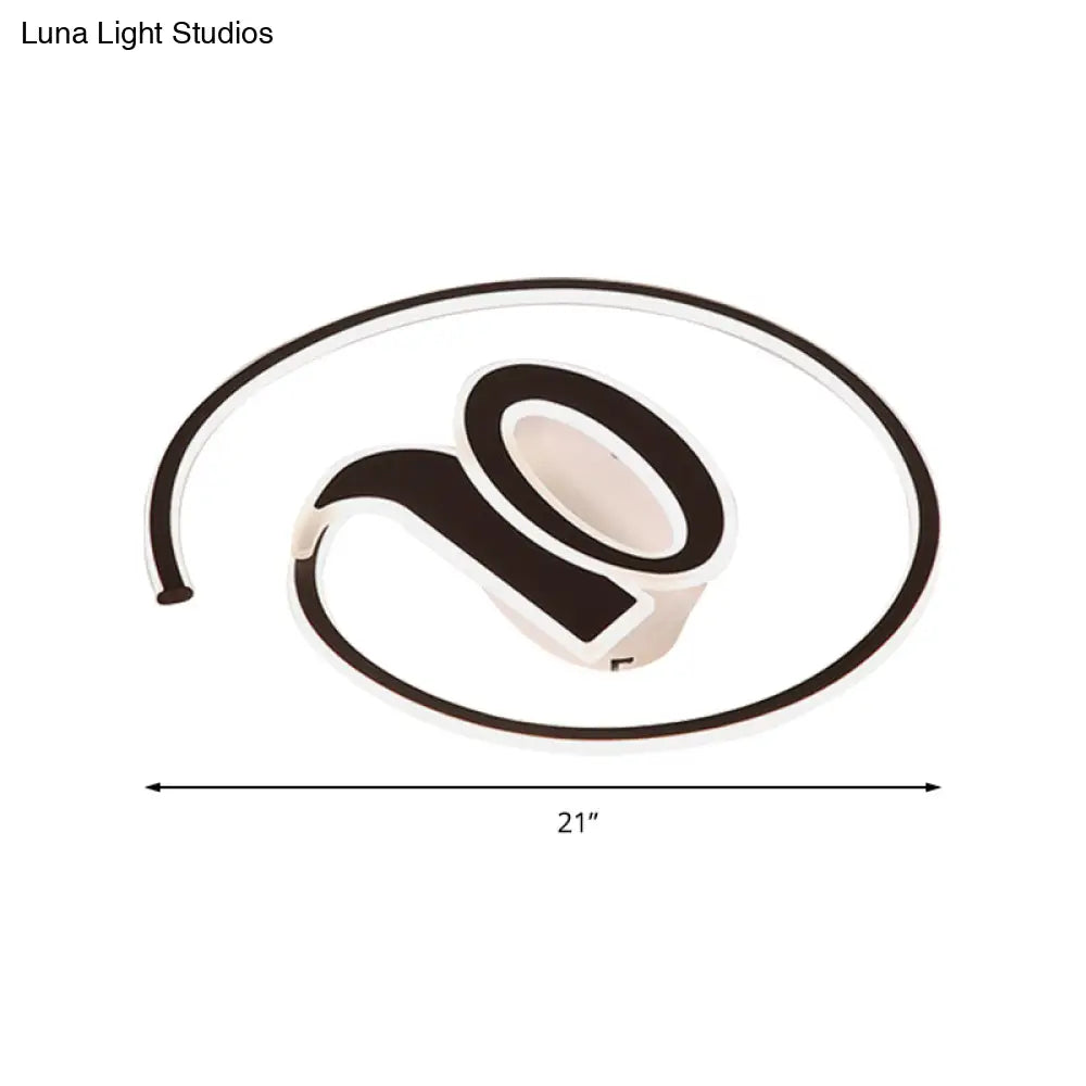 Modern Black Acrylic Led Ceiling Lamp - Number Shaped Flush Light For Kindergarten