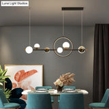 Modern Black Acrylic Sphere Led Pendant Light With Halo Ring - Ideal For Restaurants