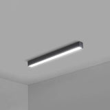 Modern Black Aluminum Office Ceiling Light - Rectangular Flush Mount Recessed Lighting / Small 23.5