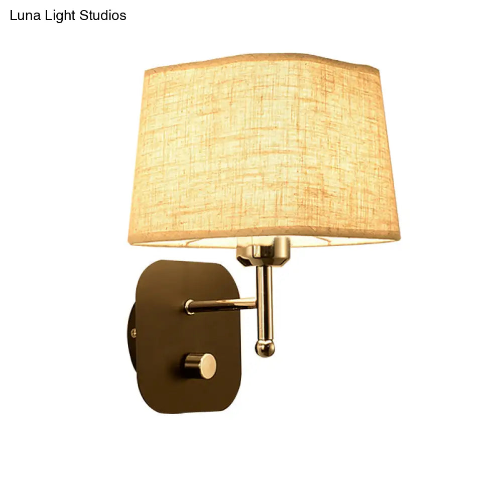 Modern Black And Beige Tapered Wall Sconce With 1 Light Backplate