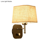 Modern Black And Beige Tapered Wall Sconce With 1 Light Backplate