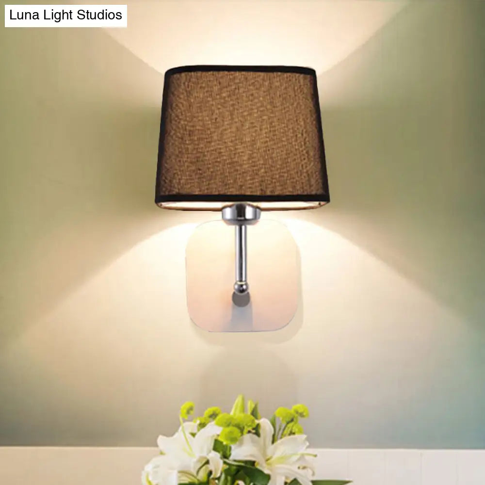 Modern Black And Beige Tapered Wall Sconce With 1 Light Backplate