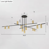 Modern Black And Gold Chandelier With Cross Arm Design – Stylish Living Room Hanging Light