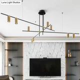 Modern Black And Gold Chandelier With Cross Arm Design – Stylish Living Room Hanging Light