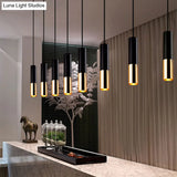 Modern Black And Gold Cylinder Pendant Lighting For Bar Cafe Black-Gold