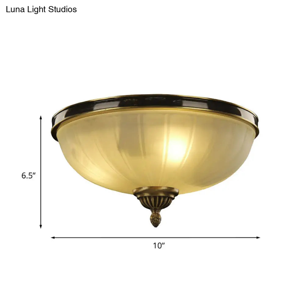 Modern Black And Gold Dome Foyer Ceiling Light With Prismatic Glass - 2 Lights Traditional