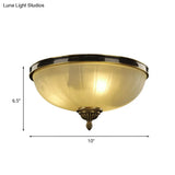 Modern Black And Gold Dome Foyer Ceiling Light With Prismatic Glass - 2 Lights Traditional