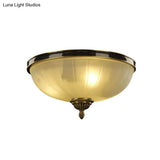 Modern Black And Gold Dome Foyer Ceiling Light With Prismatic Glass - 2 Lights Traditional