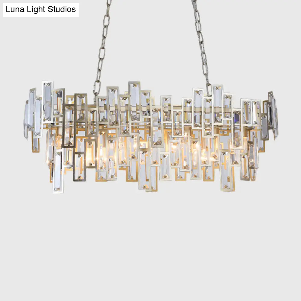 Modern Black And Gold Oval Pendant Lamp With Crystal Accents Island Lighting Functionality