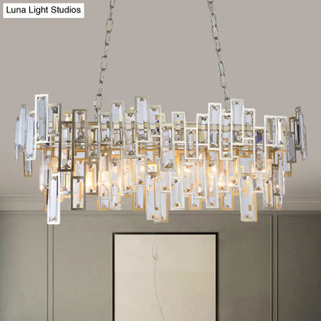 Modern Black And Gold Oval Pendant Lamp With Crystal Accents Island Lighting Functionality