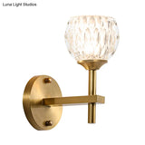Modern Black And Gold Wall Light With Clear Dimpled Glass For Living Room