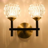 Modern Black And Gold Wall Light With Clear Dimpled Glass For Living Room 2 /