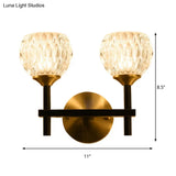 Modern Black And Gold Wall Light With Clear Dimpled Glass For Living Room