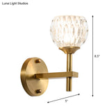 Modern Black And Gold Wall Light With Clear Dimpled Glass For Living Room