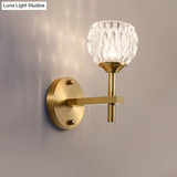 Modern Black And Gold Wall Light With Clear Dimpled Glass For Living Room