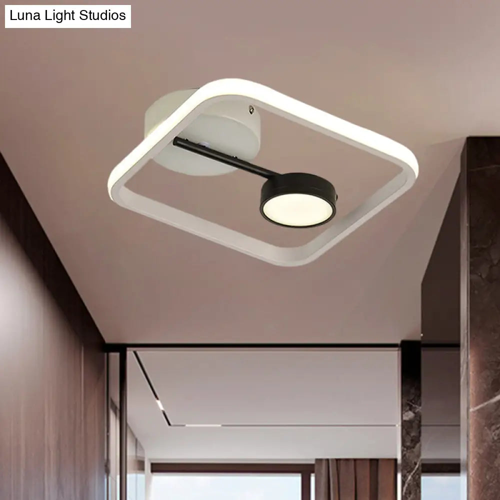 Modern Black And White/Gold Led Flush Mount Ceiling Light Fixture With Warm/White Metal Shade