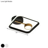 Modern Black And White/Gold Led Flush Mount Ceiling Light Fixture With Warm/White Metal Shade
