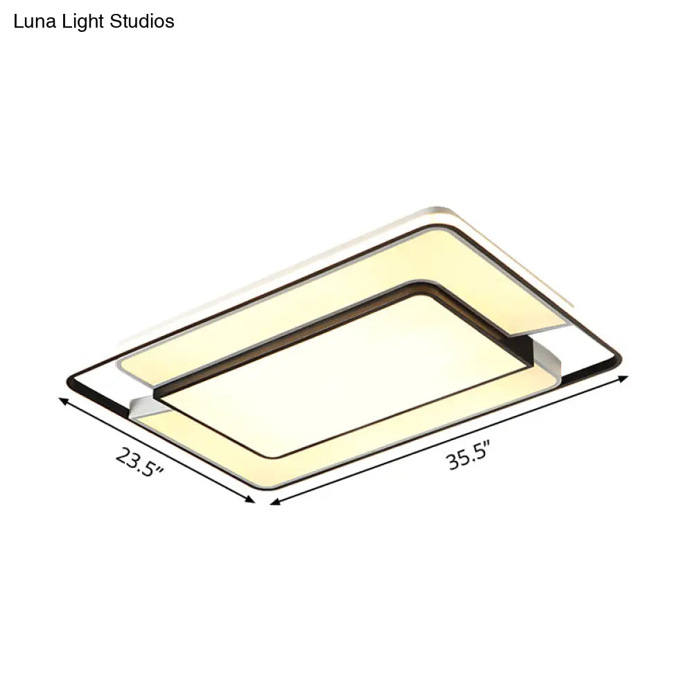Modern Black And White Led Ceiling Lamp - Sleek Rectangular Design For Living Room