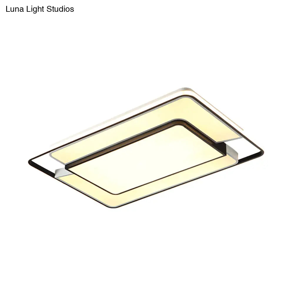 Modern Black And White Led Ceiling Lamp - Sleek Rectangular Design For Living Room